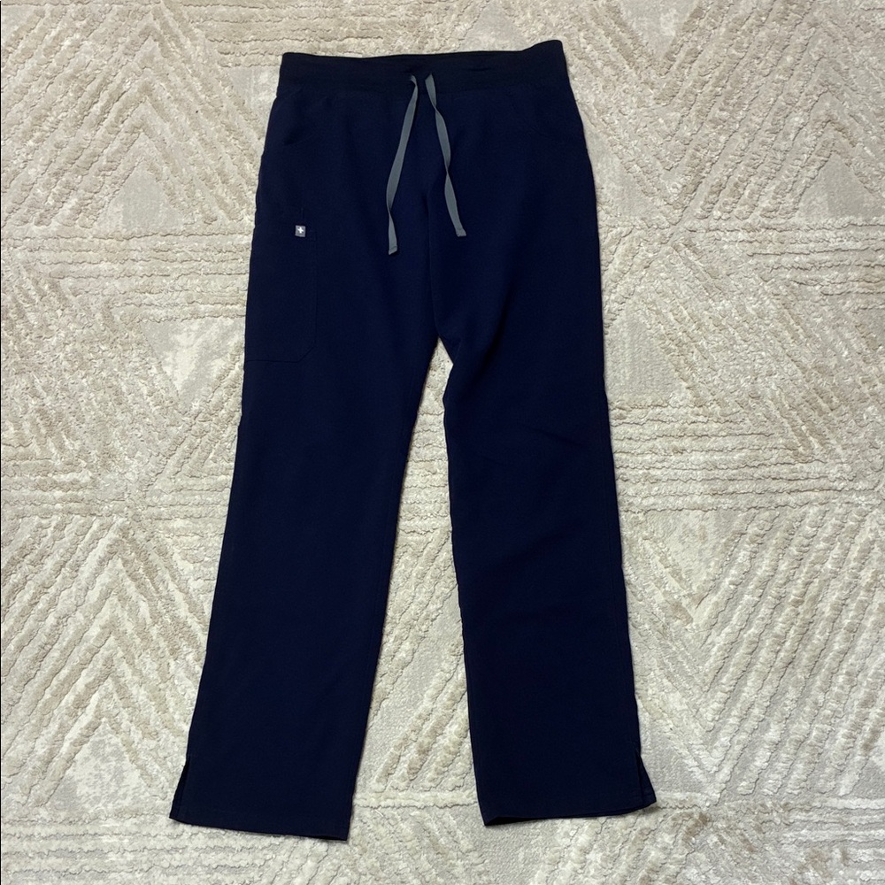 Figs Navy Kade Cargo Scrub Pants with Gray Drawstring